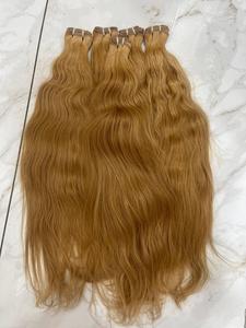 ผมต่อคุณภาพสูง เกรดพรีเมียม ผมแท้จากอินเดีย แบบเย็บสองชั้น สีบลอนด์ธรรมชาติ ทรงลอนฝรั่งเศส นำเข้าโดยตรง - Product Image 5