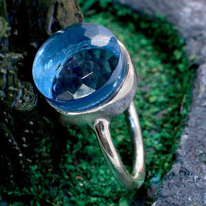 92.5 Sterling Silver Handmade Boho Style <b>Statement</b> <b>Ring</b> Multi Gemstones Natural Stone Cut Inlay Geometric Pattern Fine Righ - Product Image 2