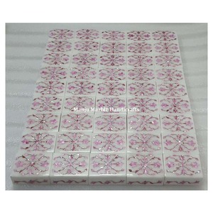 Luxurious Pink Mother of Pearl Inlay Indian Art Work Marble Jewelry Boxes Customized Marble Gifting Boxes for Chocolate - Product Image 1