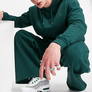 Survêtement surdimensionné pour hommes Ensembles à capuche survêtement homme vert en coton personnalisé - Product Image 1