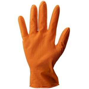Disposable Nitrile Safety <b>Gloves</b> Orange Size 10-Strong Grip EN 388 & EN 374 PPE Category III 50-Piece Box by STRONGHAND - Product Image 4