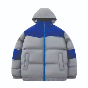 Chaqueta acolchada de invierno personalizada de alta calidad para hombres y mujeres, ligera con capucha y cuello levantado, logotipo frontal, ropa de abrigo acolchada, cálida a prueba de viento - Product Image 4