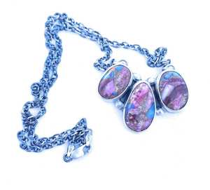 Navajo Sterling Silver Pink Dream Mohave Collar Chapado en oro y rodio Firmado - Product Image 1