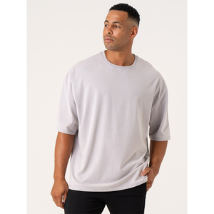 T-shirts Hip Hop d'été pour hommes, vente en gros, personnalisés de haute qualité 100% coton, T Shirt surdimensionné à épaules tombantes pour hommes - Product Image 5