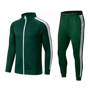 Survêtement de sport vert à rayures latérales blanches pour hommes, vêtements d'entraînement, survêtement à col montant de haute qualité pour hommes, vente à chaud - Product Image 1