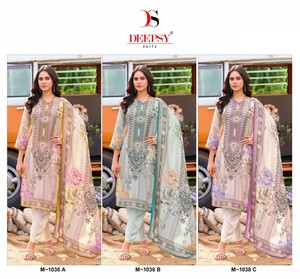 Colección de trajes pakistaníes de muselina viscosa con impresiones digitales con mano Aari y trabajo de espejo disponible a precios mayoristas - Product Image 4