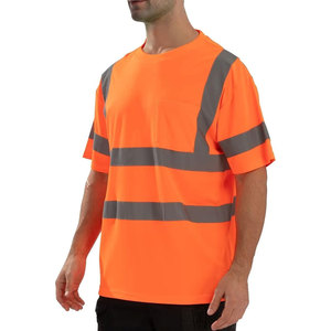 เสื้อยืดทำงานสีส้มแบบยูนิเซ็กซ์ สะท้อนแสง แถบสะท้อนแสง โพลีเอสเตอร์ ชุดยูนิฟอร์มนิรภัย ป้องกันแบคทีเรีย ป้องกันรังสียูวี พิมพ์ลาย ได้รับการรับรองมาตรฐาน CE - Product Image 2