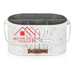 Último diseño moderno compartimento múltiple hierro Metal Caddy titular hecho a mano galvanizado cocina utensilio almacenamiento tipo de pie - Product Image 4