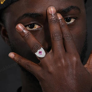 Bague de bouclier de pierres précieuses roses de luxe Bijoux de déclaration en argent sterling glacé Design audacieux et tendance Parfait pour l'achat en gros - Product Image 2