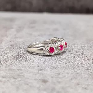 Bague pour femme en argent sterling 925 avec pierre précieuse naturelle rubis, pierre de naissance de juillet, cadeau d'anniversaire de mariage, bague empilable - Product Image 1