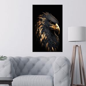 Tableau sur toile Aigle doré : Impression élégante d'oiseau noir et or, TOILE ENVELOPPEE - Product Image 1