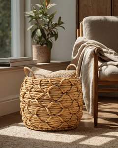 Cesta de Jacinto de Agua Duradera para las Necesidades de Almacenamiento del Hogar con Tejido Resistente y Textura Orgánica Natural - Product Image 2