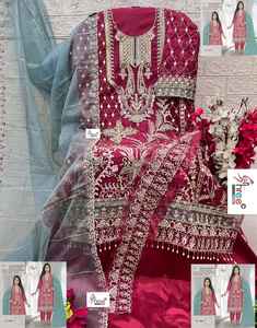 Organza de desgaste ocasional con bordado pesado Salwar Suit mujer moda al por mayor fabricante de India - Product Image 5