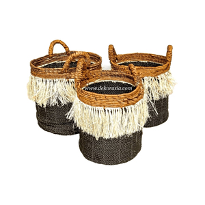 Juego de 3 Cestas de Almacenamiento Multifuncionales Tejidas de Plástico Ecológico, Cesta de Lavandería Elegante para Decoración del Hogar y Uso con Plantas - Product Image 1