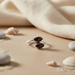 Anillo de Plata 925 con Granate para Mujer, Anillo Elegante con Topacio de Corte Ovalado, Joyería Fina con Piedra Preciosa Natural de Alta Calidad - Product Image 3