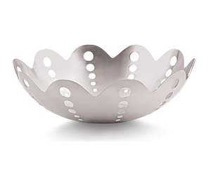 Stainless Steel Perforated Decorative Fruit Bowl with Scalloped Edge - Product Image 1