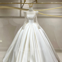 Robes de mariée Jancember JFH98 Classic High Neck Satin Vestidos De Novia