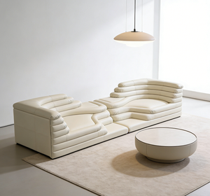 Ensemble de canapés RUNXI de style nordique élégant pour salon DS 1025, meubles de salon, canapé sectionnel en cuir à assise profonde - Product Image 4