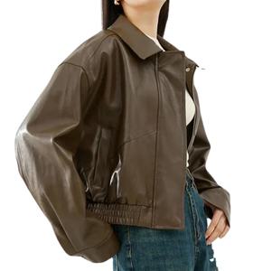 แจ็คเก็ตหนังแท้ผู้หญิงขายดี สไตล์ Y2K กันน้ำ ใส่สบาย รับผลิตตามแบบ OEM แจ็คเก็ตหนังแท้ผู้หญิง 2026 - Product Image 3