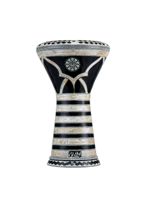 Auténtica Darbuka Gawharet El Fan con Corona Negra y Rayas, Sombaty, 23 cm, Pearl Doumbek - Product Image 4