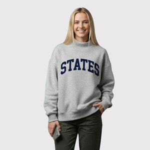 Sudadera Personalizada para Mujer, Estilo Universitario, Cuello Redondo, Forro Polar, Patrón de Letras Bordadas, Impresión por Descarga en la Parte Delantera, Ecológica - Product Image 4
