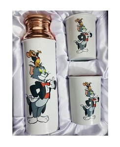 100% bouteilles d'eau en cuivre imprimées martelées pures et faites à la main fabricant d'avantages ayurvédiques étanches bouteille en cuivre mat - Product Image 4