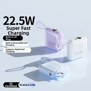 Chargeur portable 2-en-1 ultra-rapide 10000 mAh avec câble Type-C intégré et prise secteur 22,5 W <span class=keywords><strong>pour</strong></span> <span class=keywords><strong>iPhone</strong></span> - Product Image 1
