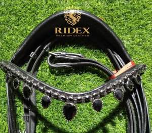 Brida de cuero Premium para doma, banda para cejas de cristal de piedra negra con relleno negro suave a precio mayorista... - Product Image 4