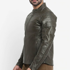 High Quality Custom Designed <b>Men's</b> Winter Leather <b>Jacket</b> Solid Color Streetwear with Zipper Closure Online Sale - Product Image 2