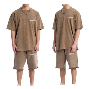 Ensemble court en coton respirant pour homme, imprimé à chaud, délavé à l'acide, avec logo personnalisé, fabriqué au Pakistan, offre spéciale - Product Image 5