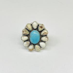 Kingman Turquoise <b>Ring</b> Full Finger <b>Ring</b> Kingman Turquoise Jewelry <b>Statement</b> <b>Ring</b>, Bohemian <b>Ring</b>, Promise Gift <b>Ring</b> - Product Image 1