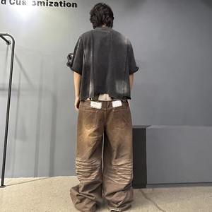 Taille haute surdimensionné essentiel pantalon à jambes larges pantalon confortable sueur coton pantalon personnalisé évasé piste Baggy pantalon pour hommes - Product Image 6