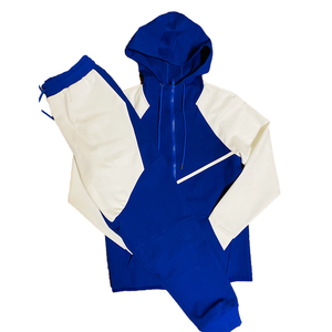 Trajes de chándal con cremallera para cuarto de invierno de alta calidad Unisex, chándal transpirable con estampado de fraternidades azules y blancas, respetuoso con el medio ambiente OEM/ODM - Product Image 3