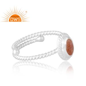 Anillo de piedras preciosas de piedra solar Natural de Plata de Ley 925, joyería personalizada para mujer, regalo para ella - Product Image 4