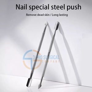 3 empujadores profesionales de cutículas de acero inoxidable de alta calidad, recortadora de doble cara para cuidado de uñas, Material de piedra metálica - Product Image 6