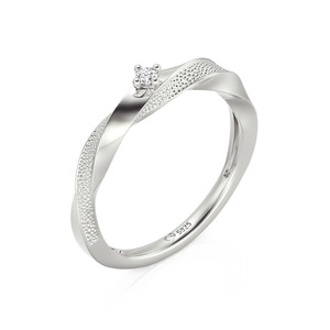 Jeulia Rose Gold Plated Stippled Twist <b>Solitaire</b> Promise <b>Ring</b> Sterling <b>Silver</b> with Diamond - Product Image 2