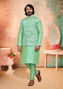 Marque de vêtements traditionnels pour garçons et hommes Vêtements ethniques Kurta Pyjama avec veste Nehru - Product Image 2