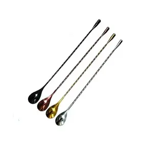 Stainless Steel Bartender Spoon Bar Twisted Mixing Spoon Bar Tools and Accessories Beverage Serving Sets