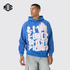 Nouveau sweat à capuche surdimensionné avec logo personnalisé unisexe sérigraphié avec épais sweats à capuche d'hiver en éponge française hommes col sans cordes - Product Image 1