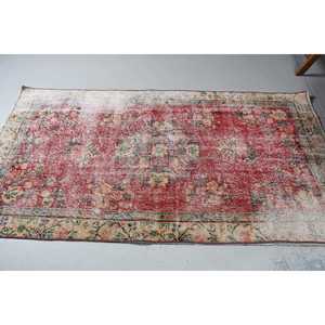 Turkish 3.5x6.6 ft Rug, Vintage Rug, <b>Red</b> Plants & trees Rug <b>Wool</b> - Product Image 4
