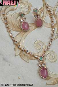 INDIAN TRADITIONAL and <b>FASHIONABLE</b> COPPER <b>JEWELLERY</b> BRIDAL WEDDING <b>JEWELLERY</b> SET for WOMEN EARRINGS and NECKLACE SET - Product Image 2