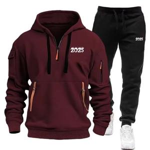 Vêtements de sport d'automne et d'hiver lourds avec logo personnalisé pour hommes, survêtement de jogging à capuche de haute qualité, coupe-vent et respirant - Product Image 5