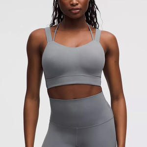 2025 personnalisé léger femmes soutien-gorge de sport couleur unie dos croisé Fitness Gym soutien-gorge grande taille dos nu vêtements de sport sans couture avant - Product Image 2