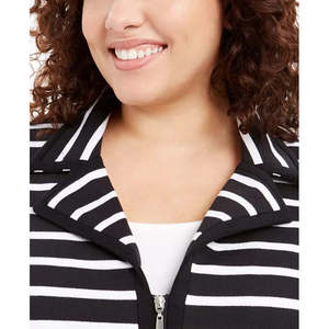 Giacca da donna Karen Scott taglie forti con zip frontale e colletto a revers, nera, taglia XS - Product Image 3