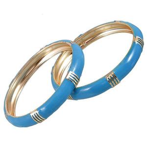 Kriaa <b>Set</b> of 2 Fine <b>Bangles</b> Blue Gold Plated - Product Image 1