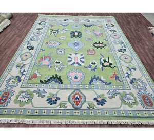 Auténtica alfombra de lana Oushak anudada a mano, diseño floral persa, para decoración de sala de estar y dormitorio, multicolor. - Product Image 1