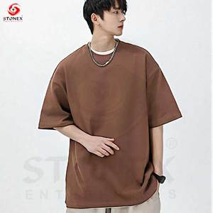 T-shirt personnalisé poids lourd délavé à l'acide pour hommes 100% coton épaule tombante surdimensionné Vintage Streetwear Jersey T-shirt vierge - Product Image 4