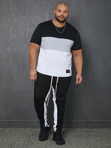 Camiseta informal de verano con bloques de colores para hombre, camiseta de manga corta con cuello redondo, camisetas de secado rápido con estampado digital - Product Image 3