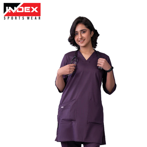 Ropa DE TRABAJO elástica suave con cuello en V para mujer, uniformes hospitalarios cómodos con logotipos personalizados - Product Image 2