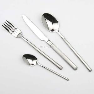 Ensemble de couverts de luxe en acier inoxydable pour banquet de mariage, plaqué argent, poignée à points hauts, couteaux et cuillères personnalisés en acier inoxydable - Product Image 6